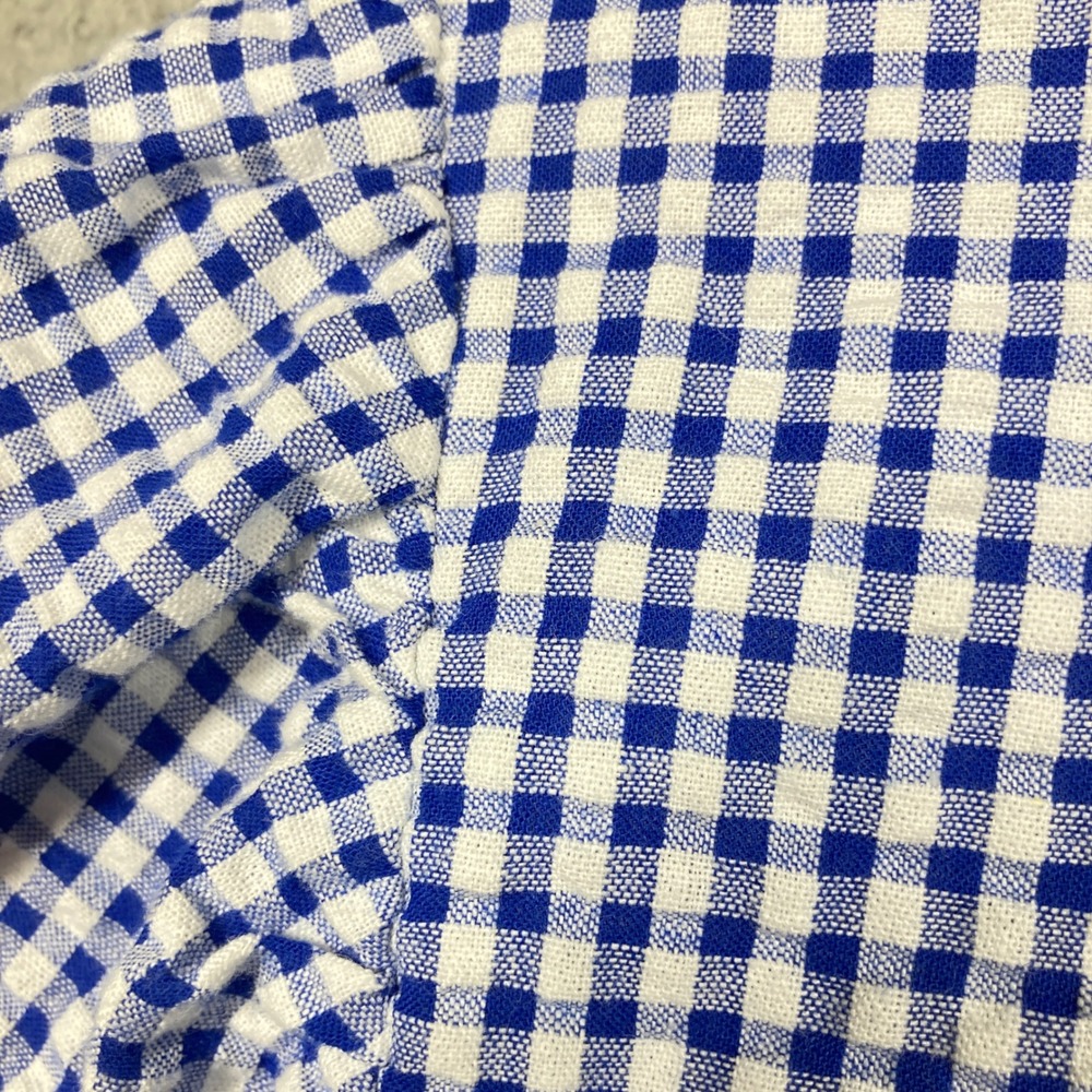 Old Navy Midi Dress Womens Large Blue Gingham Puff Sleeve Tiered Dorothy Cottage - Picture 9 of 11